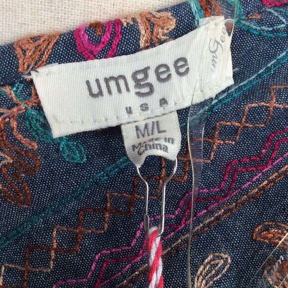 NWT Umgee Embroidered Open Kimono Duster Cardigan Floral Boho Side Slits - Picture 8 of 9